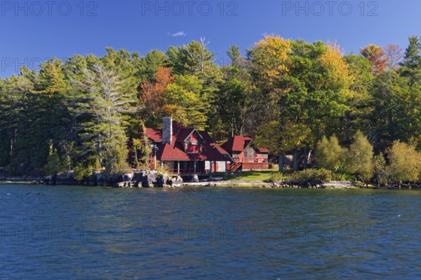 House on a small island in the Saint Lawrence River, Thousand Islands, Province of Ontario Canada, New York USA