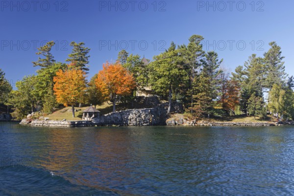 Small island in the Saint Lawrence River, Thousand Islands, Province of Ontario Canada, New York USA