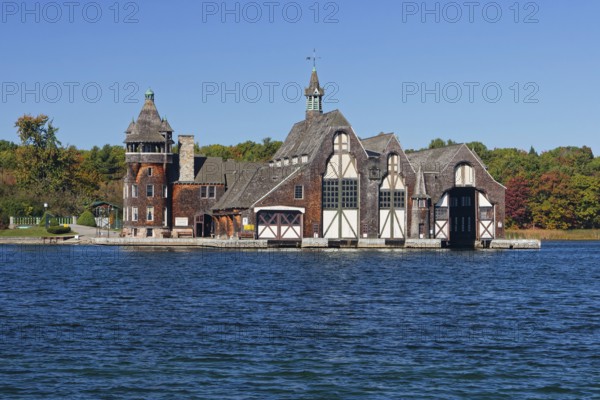 Boldt Castle Yacht House on a small island in the Saint Lawrence River, Thousand Islands, Province of Ontario Canada, New York USA