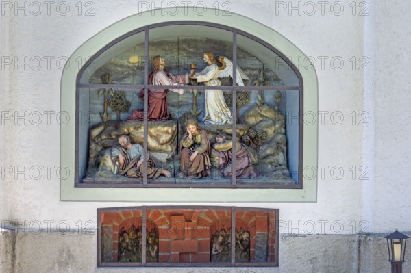 Niche with Ölberg scene at the Roman Catholic parish and pilgrimage church of Our Lady in Maria-Thann, Allgäu, Swabia, Bavaria, Germany