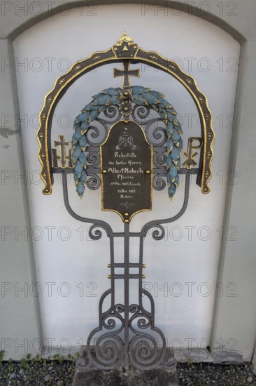 Wrought iron tomb in Maria-Thann, Allgäu, Swabia, Bavaria, Germany