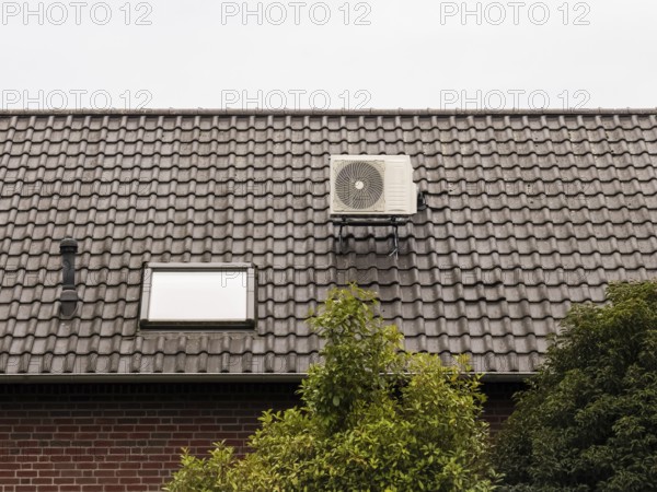 Air conditioning system on the roof of a single-family house in Langenfeld, Germany