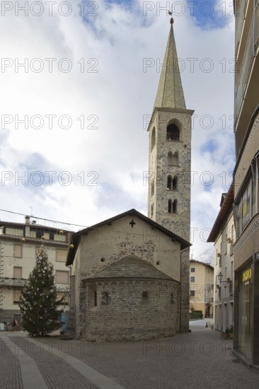 The Chiesa di San Vitale is a charming Romanesque church in the center of Bormio in Lombardy, Italy