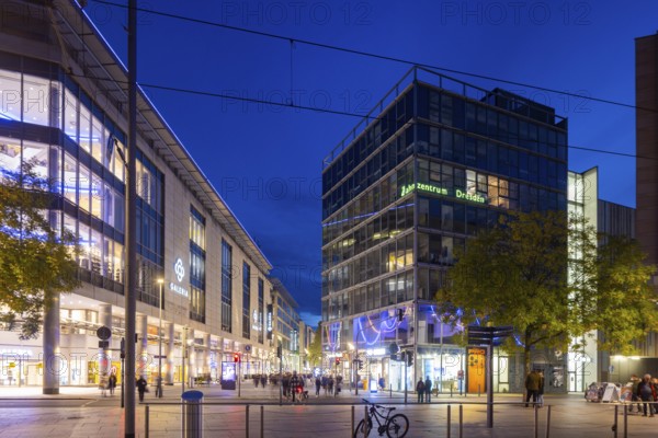 Prager Strasse am Abend, Dresden, Saxony, Germany