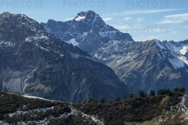View from Kanzelwand mountain station to Großer Widderstein, Kleinwalsertal, Vorarlberg, Allgäu Alps, Austria