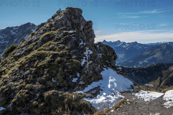 Hiking trail on the Kanzelwand, Kleinwalsertal, back mountains of the Allgäu Alps, Allgäu, Vorarlberg, Austria