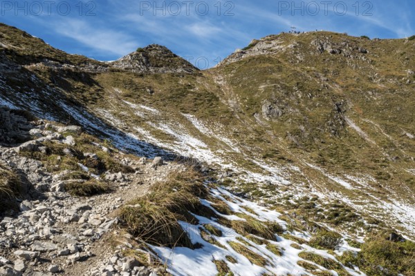 Behind the summit of the Kanzelwand, Allgäu Alps, Allgäu, Vorarlberg, Austria