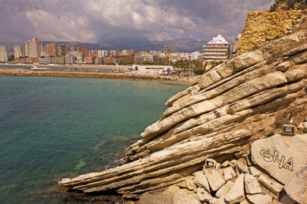 View from the observation deck, Balcon del Mediterraneo, (balcony of the Mediterranean Sea), Benidorm, Valencia, Costa Blanca, Spain