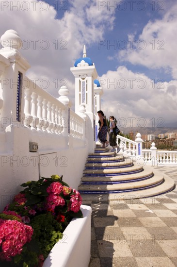 Way to the observation deck, tourists, Benidorm, Valencia, Costa Blanca, Spain