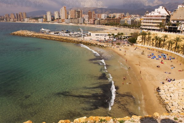 Seafront, beach, port, Benidorm, Valencia, Costa Blanca, Spain