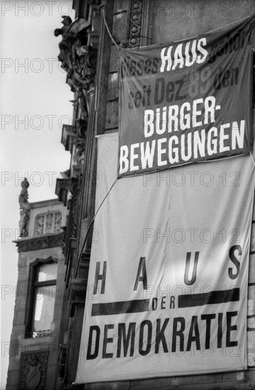 Germany, Berlin, 30.07.1992, House of Democracy, in Friedrichstraße, banner