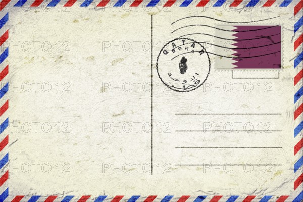 Qatar Doha Vintage Air Mail Envelope with Flag and Postmark