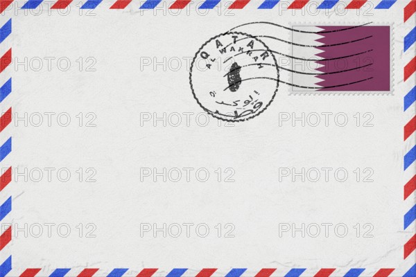 Qatar Al Wakrah Vintage Air Mail Envelope with Flag and Postmark
