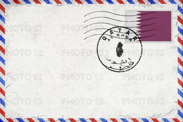 Qatar Al Khor Vintage Air Mail Envelope with Flag and Postmark