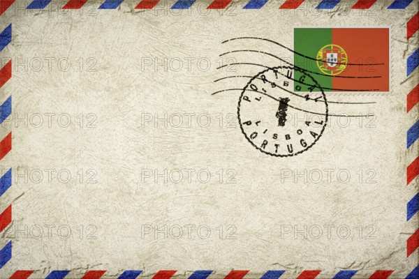 Portugal Lisbon Vintage Air Mail Envelope with Flag and Postmark