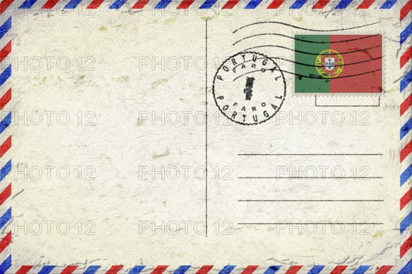 Portugal Faro Vintage Air Mail Envelope with Flag and Postmark