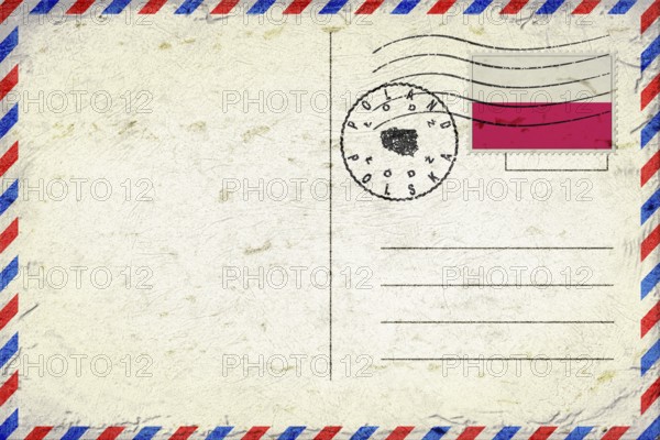 Poland Lodz Vintage Air Mail Envelope with Flag and Postmark