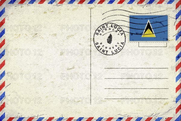 Saint Lucia Dennery Vintage Air Mail Envelope with Flag and Postmark