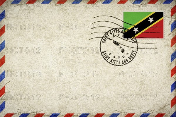 Saint Kitts and Nevis Cayon Vintage Air Mail Envelope with Flag and Postmark