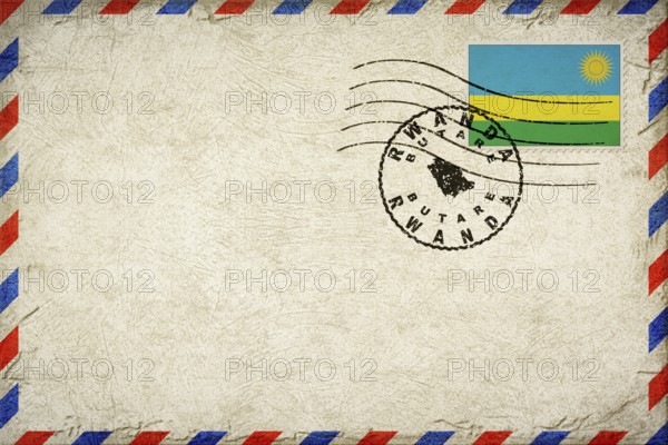 Rwanda Butare Vintage Air Mail Envelope with Flag and Postmark