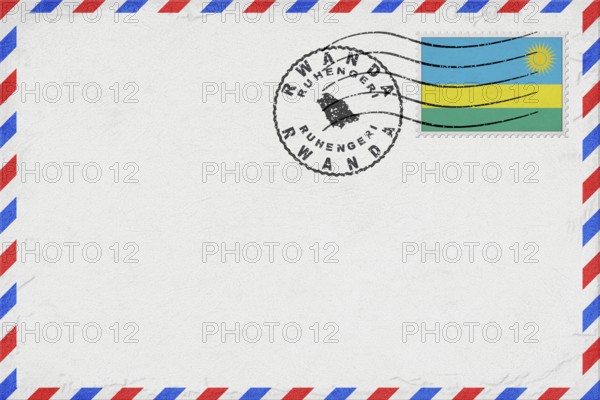 Rwanda Ruhengeri Vintage Air Mail Envelope with Flag and Postmark