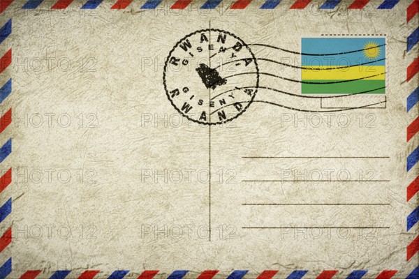 Rwanda Gisenyi Vintage Air Mail Envelope with Flag and Postmark