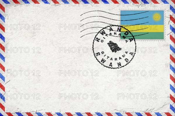 Rwanda Gitarama Vintage Air Mail Envelope with Flag and Postmark