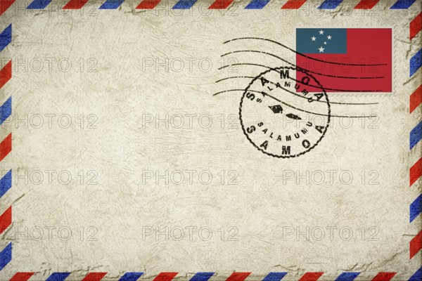 Samoa Salamumu Vintage Air Mail Envelope with Flag and Postmark