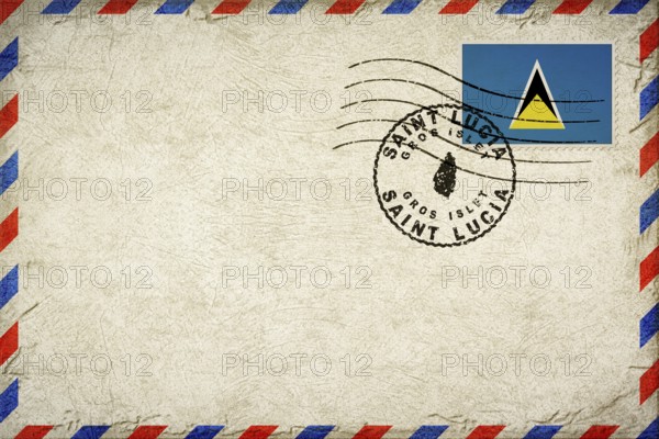 Saint Lucia Gros Islet Vintage Air Mail Envelope with Flag and Postmark
