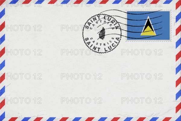 Saint Lucia Castries Vintage Air Mail Envelope with Flag and Postmark