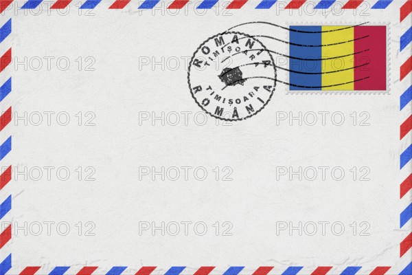 Romania Timisoara Vintage Air Mail Envelope with Flag and Postmark