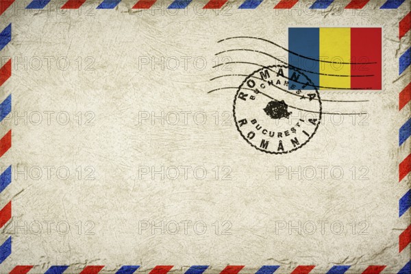 Romania Bucharest Vintage Air Mail Envelope with Flag and Postmark
