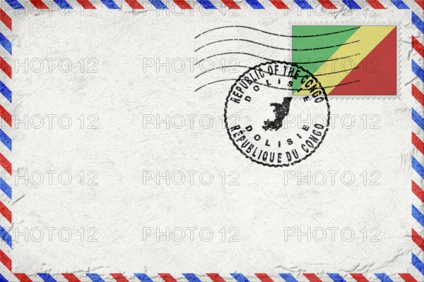 Republic of the Congo Dolisie Vintage Air Mail Envelope with Flag and Postmark