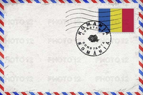 Romania Constanta Vintage Air Mail Envelope with Flag and Postmark