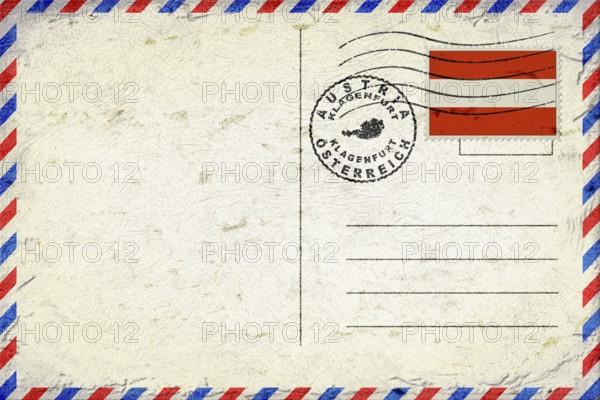 Austria Klagenfurt Vintage Air Mail Envelope with Flag and Postmark