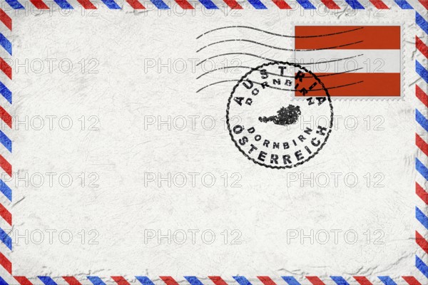 Austria Dornbirn Vintage Air Mail Envelope with Flag and Postmark