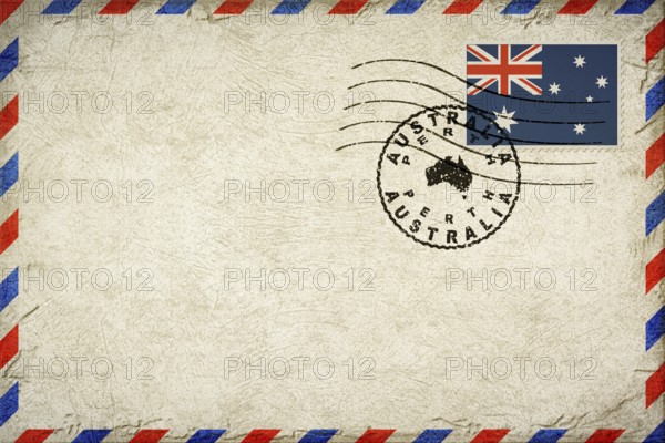Australia Perth Vintage Air Mail Envelope with Flag and Postmark