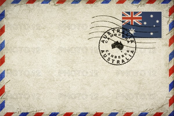 Australia Canberra Vintage Air Mail Envelope with Flag and Postmark