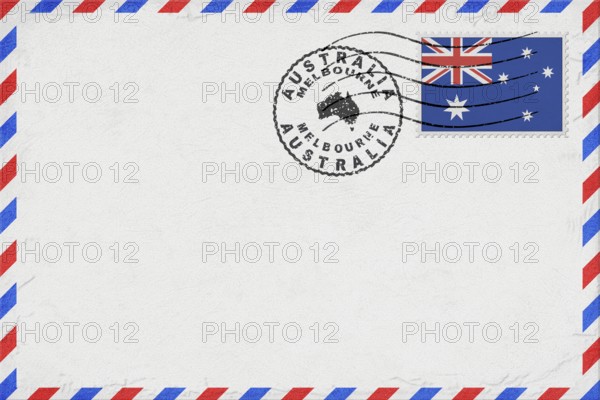 Australia Melbourne Vintage Air Mail Envelope with Flag and Postmark