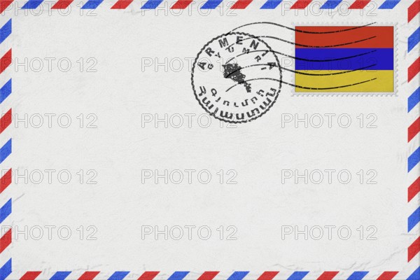 Armenia Gyumri Vintage Air Mail Envelope with Flag and Postmark