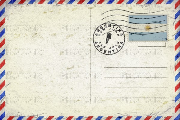 Argentina San Juan Vintage Air Mail Envelope with Flag and Postmark