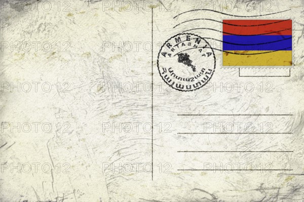 Armenia Artashat Old Style Mail Envelope with Flag and Postmark