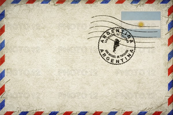 Argentina San Miguel de Tucuman Vintage Air Mail Envelope with Flag and Postmark