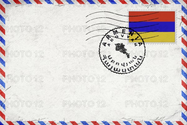Armenia Abovyan Vintage Air Mail Envelope with Flag and Postmark