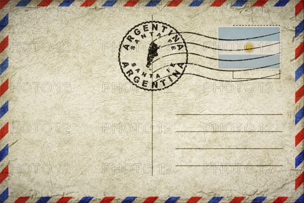 Argentina Santa Fe Vintage Air Mail Envelope with Flag and Postmark