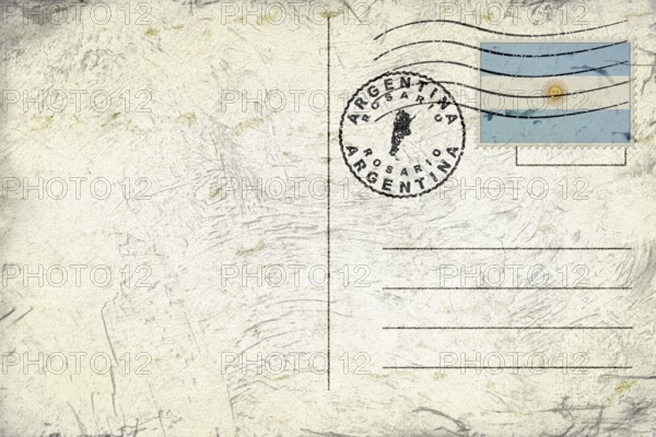 Argentina Rosario Old Style Mail Envelope with Flag and Postmark