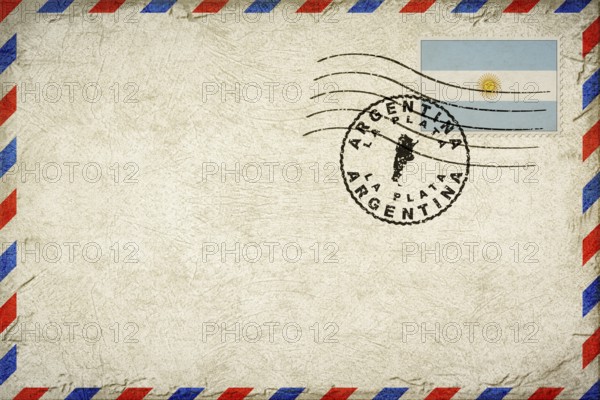 Argentina La Plata Vintage Air Mail Envelope with Flag and Postmark