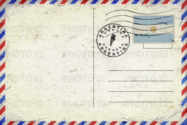 Argentina Cordoba Vintage Air Mail Envelope with Flag and Postmark