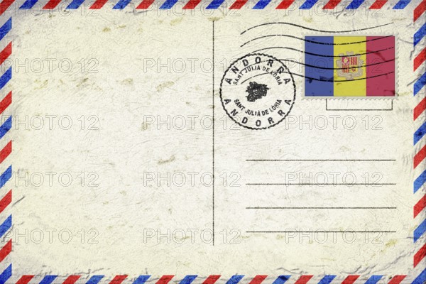 Andorra Sant Julia De Loria Vintage Air Mail Envelope with Flag and Postmark