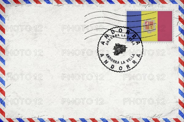 Andorra Andorra la Vella Vintage Air Mail Envelope with Flag and Postmark